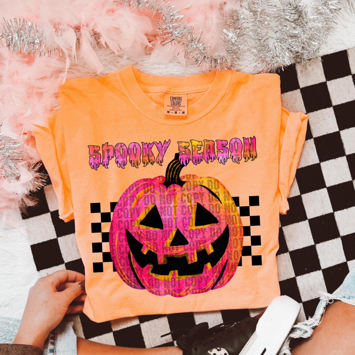 Spooky Season Pink Jack-o’-lantern (lane) DTF transfer