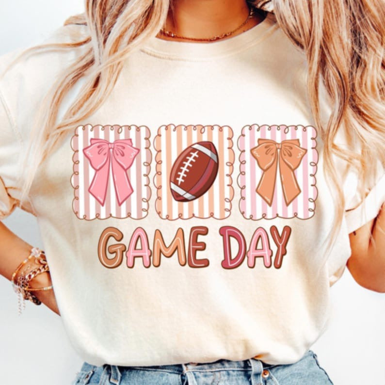 Game Day Football Bows and Frames DTF transfers