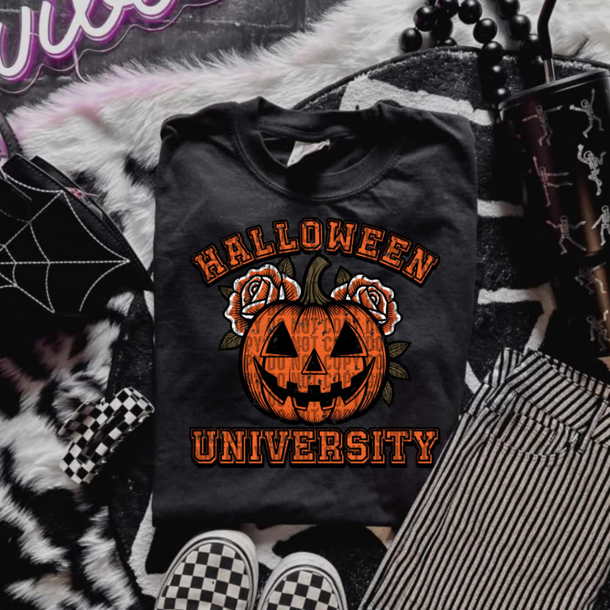 Halloween University Pumpkin and roses (lane) DTF transfer