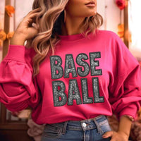 Baseball embroidered with rhinestones 20987 DTF transfer