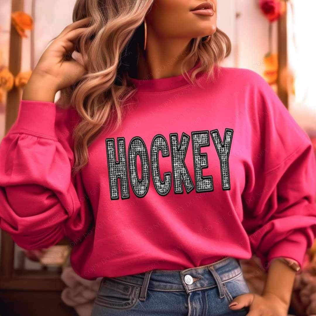 Hockey embroidered with rhinestones 20992 DTF transfer