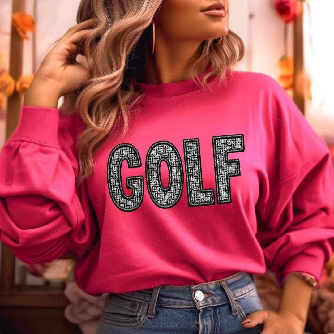 Golf embroidered with rhinestones 20988 DTF transfer