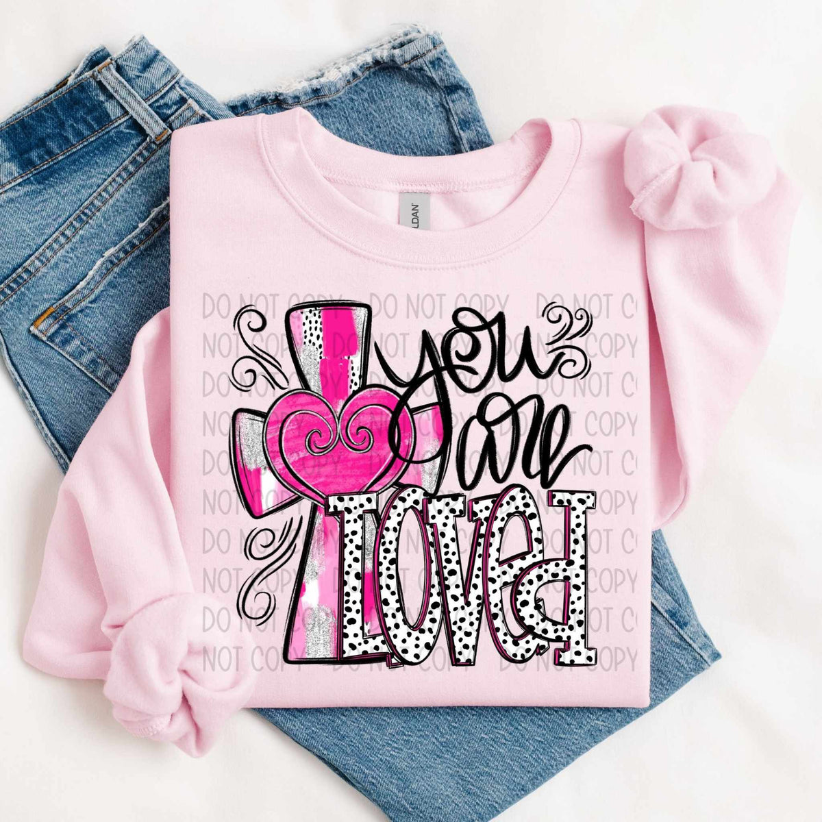 You are loved pink cross (SWD) 79565 DTF transfer