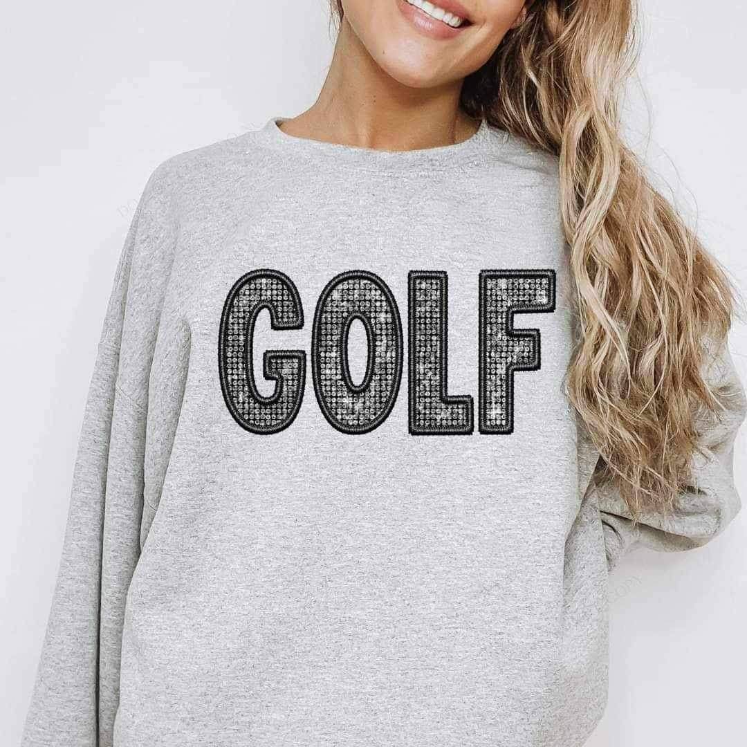 Golf embroidered with rhinestones 20988 DTF transfer