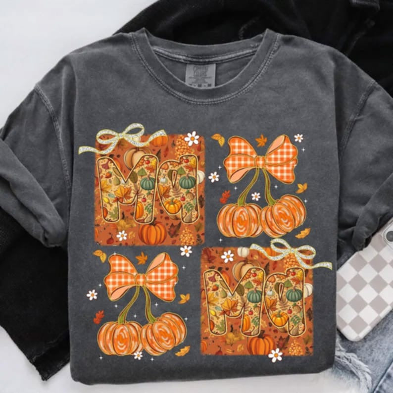 Mama Pumpkin Cherries DTF transfer
