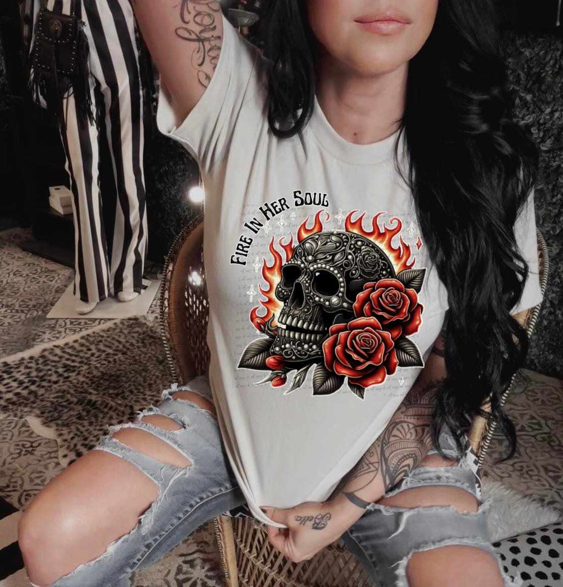 Fire in her soul skull 31575 DTF transfer