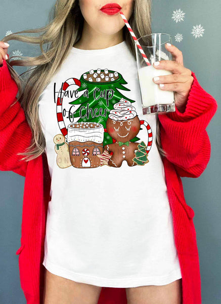 Have a cup of cheer (Christmas mugs with hot chocolate) 9798 DTF TRANSFERS