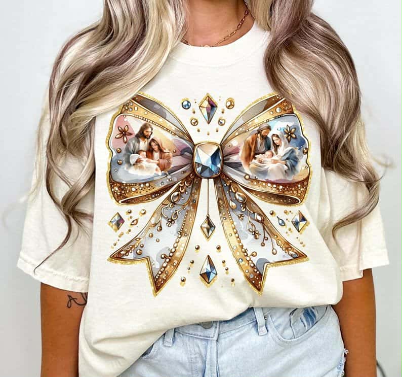 Mary Jospeh and Jesus bow DTF transfer