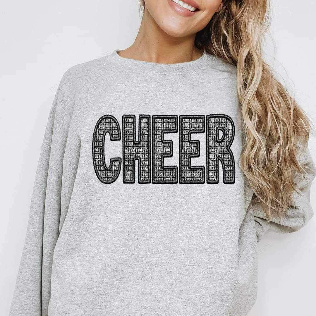 Cheer embroidered with rhinestones 20986 DTF transfer