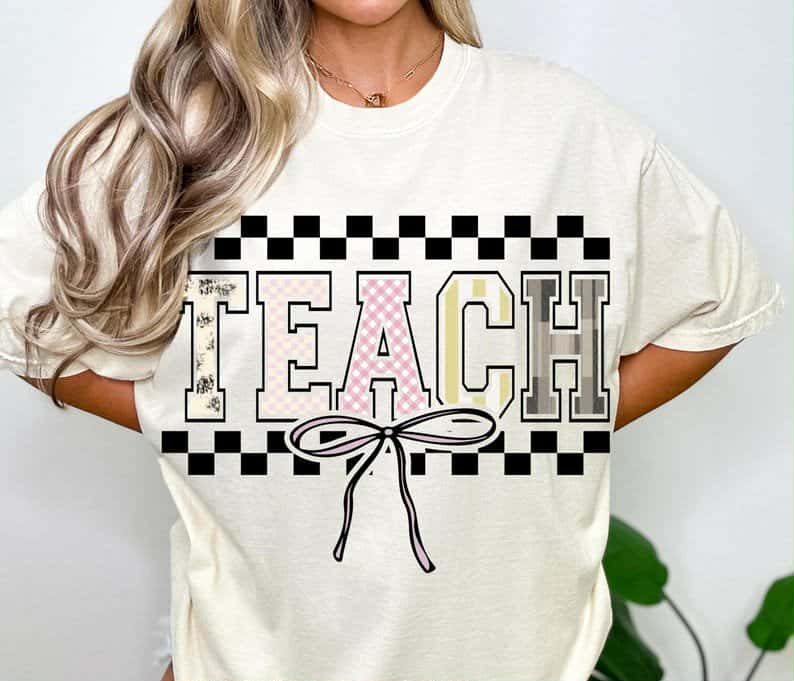 Teach Checker with bow DTF transfer