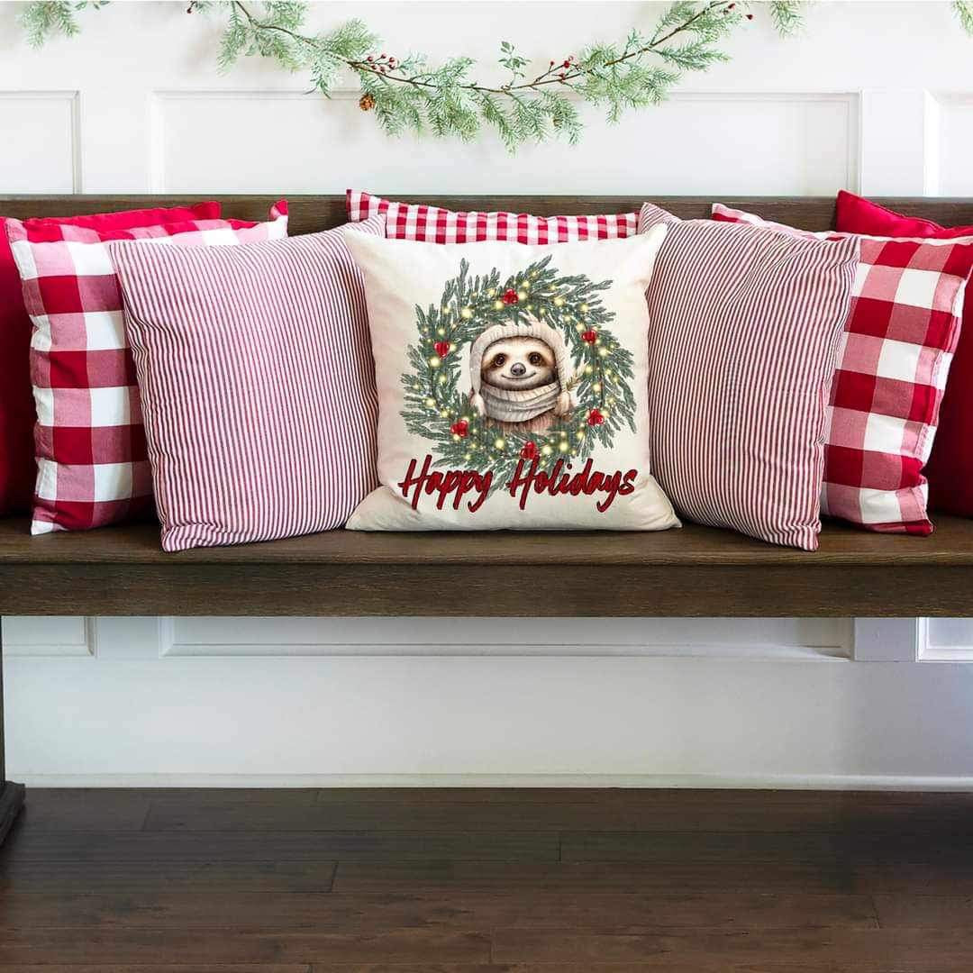 Happy holidays (sloth in wreath) 9823 DTF TRANSFERS