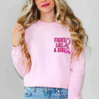 Fight like a girl (pink with sequin ribbon and boxing gloves) POCKET 9816 DTF TRANSFERS