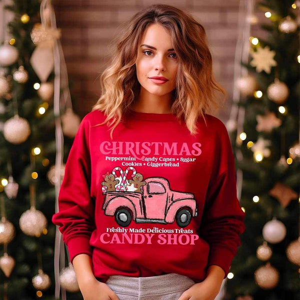Christmas candy shop (pink truck with candy) 9820 DTF TRANSFERS