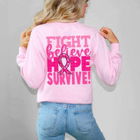 Fight believe hope survive (pink with sequin ribbon) 9810 DTF TRANSFERS