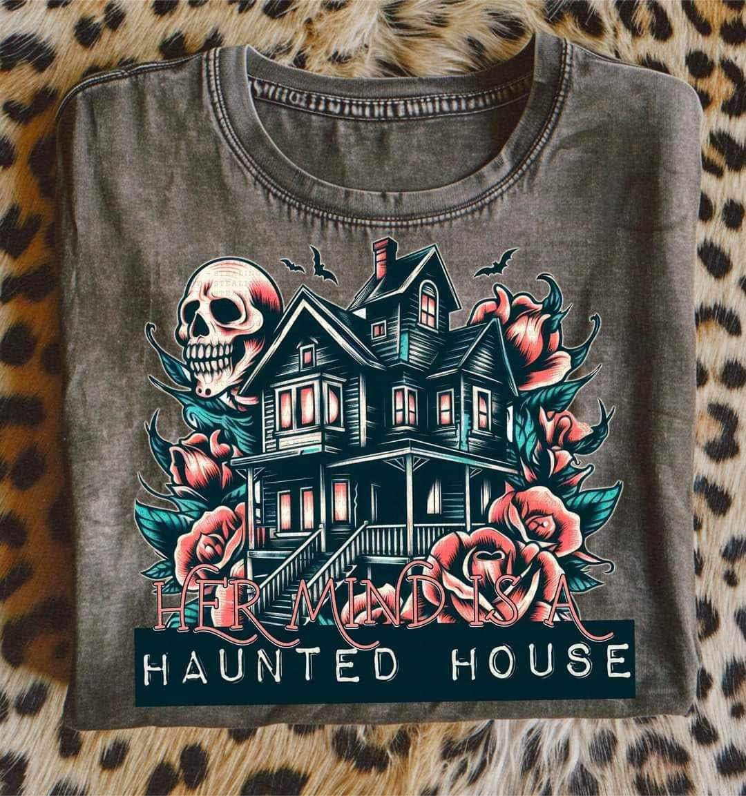 Haunted house (house with skull and roses) (LYTTLE) 21025 DTF transfer