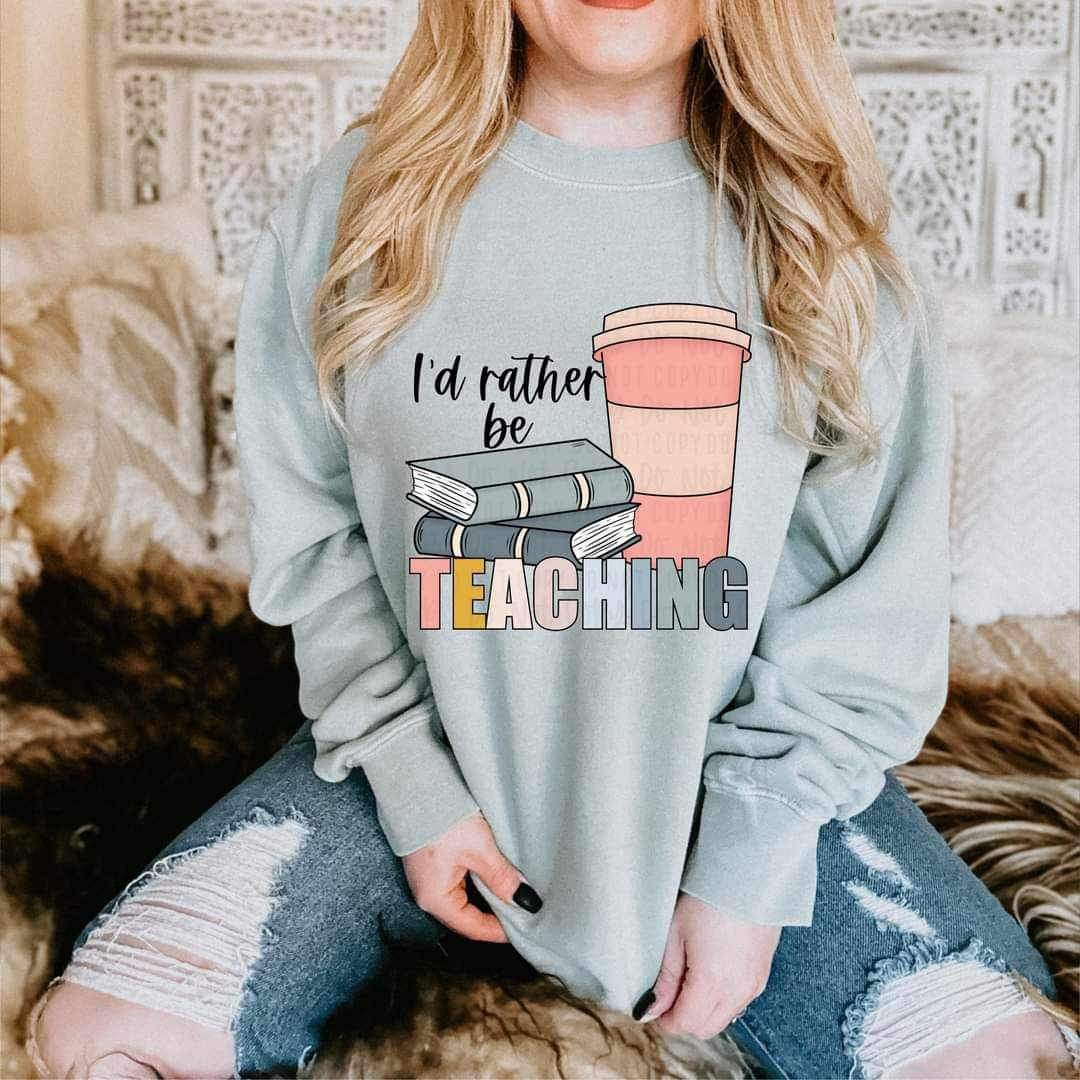 Id rather be teaching books and coffee (WOODLIEF) 21044 DTF transfer