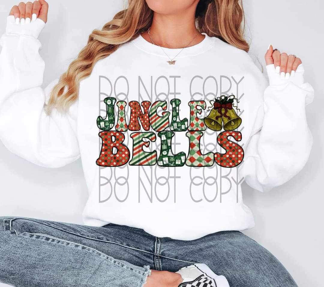 Jingle bells patterned letters 9842 DTF TRANSFER