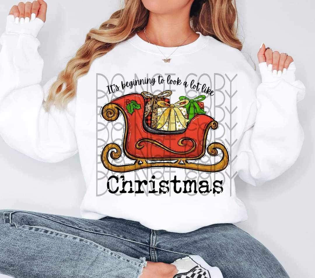 Its beginning to look a lot like Christmas (sleigh with presents) 9838 DTF TRANSFER