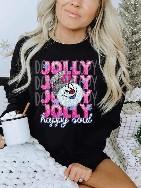 Jolly happy soul (stacked with pink glitter) 9882 DTF TRANSFER