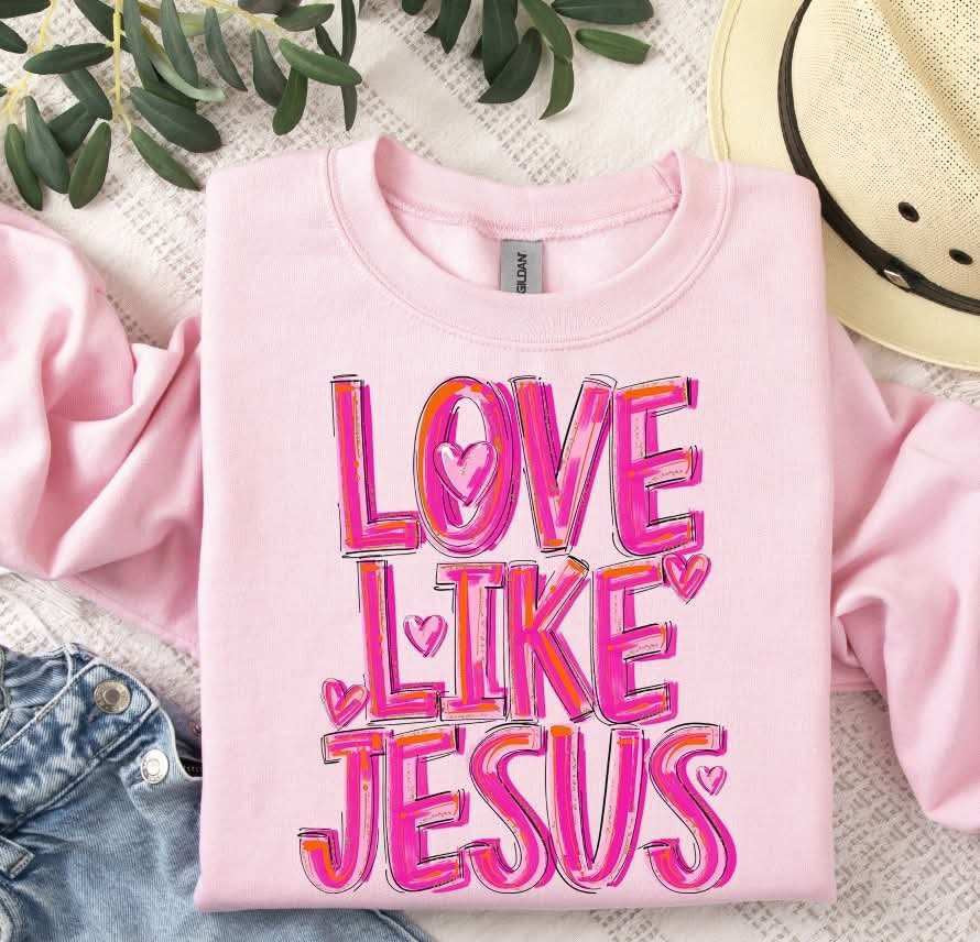 Love like Jesus pink brushstroke (S&G) 79626 DTF transfer