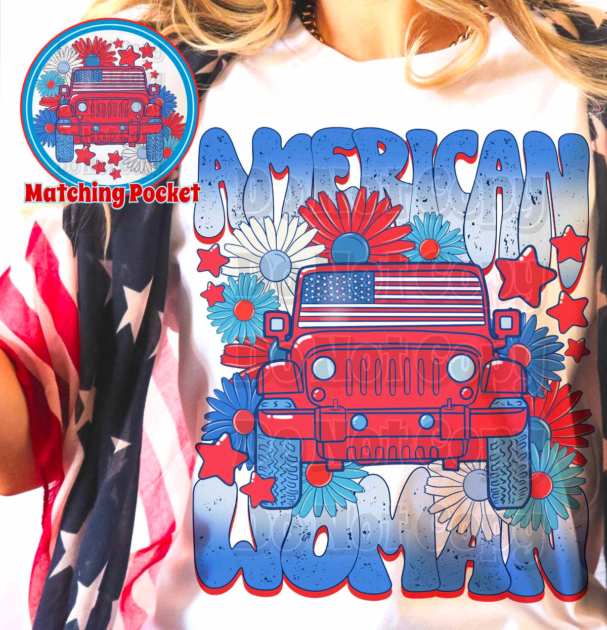 American Woman Red SUPRIMA 30063 DTF transfer