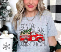 Santa claus coming to town RED truck 9969 DTF TRANSFER