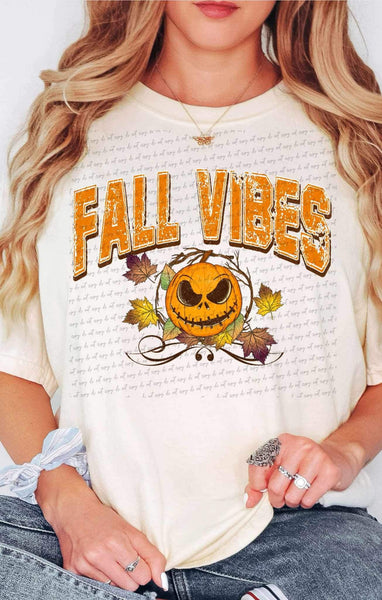 Fall vibes (distressed with pumpkin and leaves) 9964 DTF TRANSFER