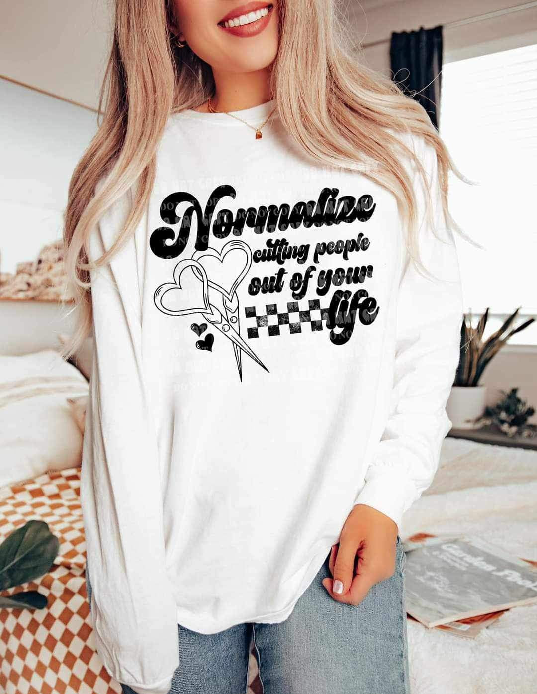 Normalize cutting people out of your life with scissors BLACK 9940 DTF TRANSFER