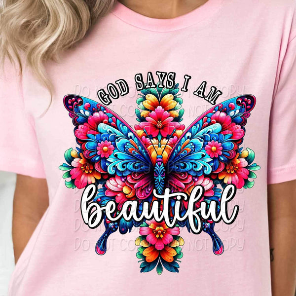 God says i am beautiful butterfly 21144 DTF transfer