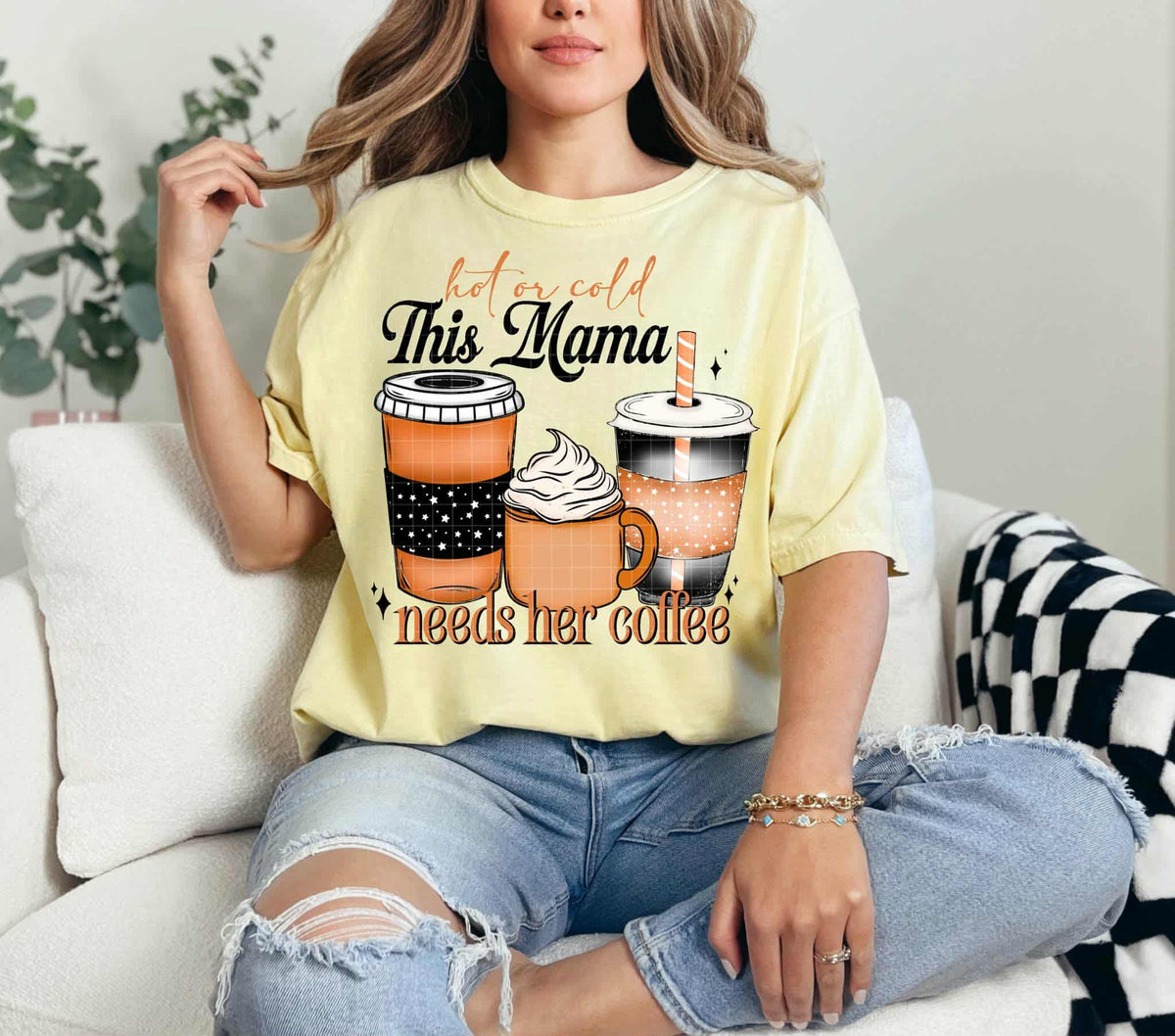 Hot or cold this Mama needs her coffee (linda) DTF transfer