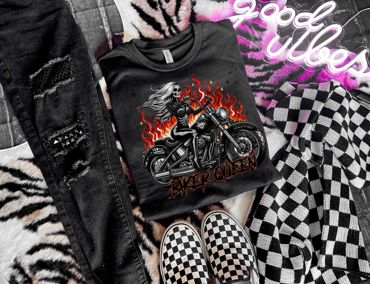 Biker queen skellie on bike (WSD) 31629 DTF transfer