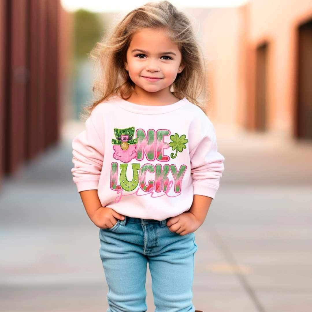 One lucky girl pink and green 21090 DTF transfer