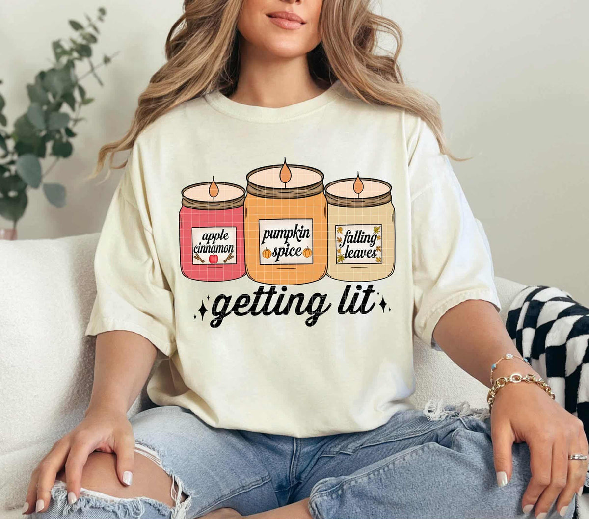 Getting Lit fall candles (Linda) DTF transfer