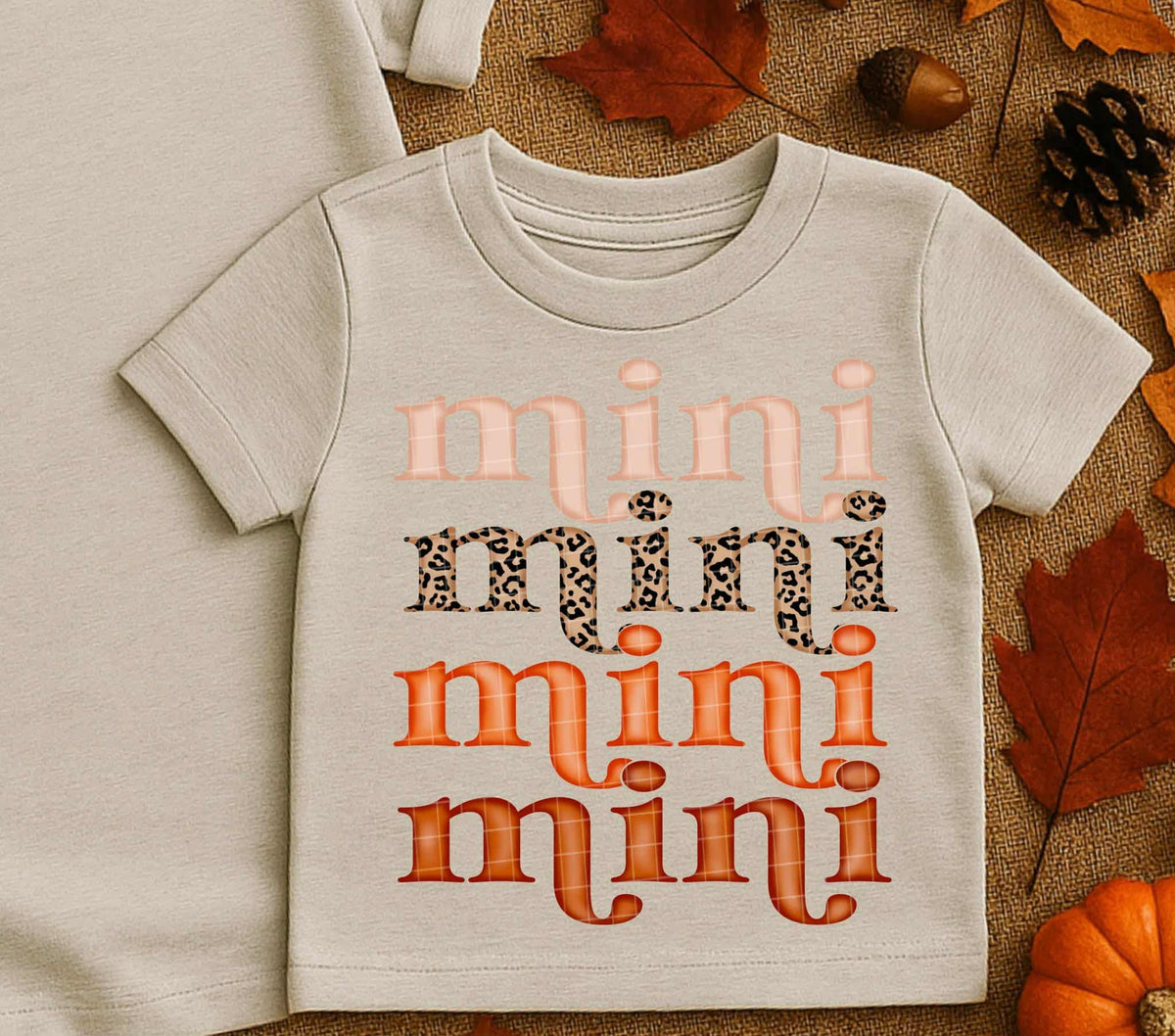 Mini stacked with leopard (Linda) DTF transfer