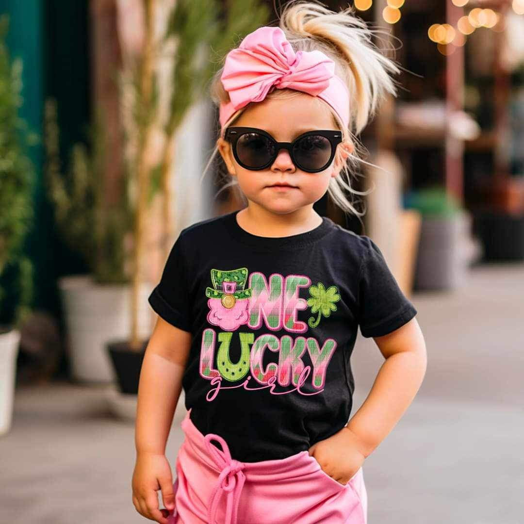 One lucky girl pink and green 21090 DTF transfer