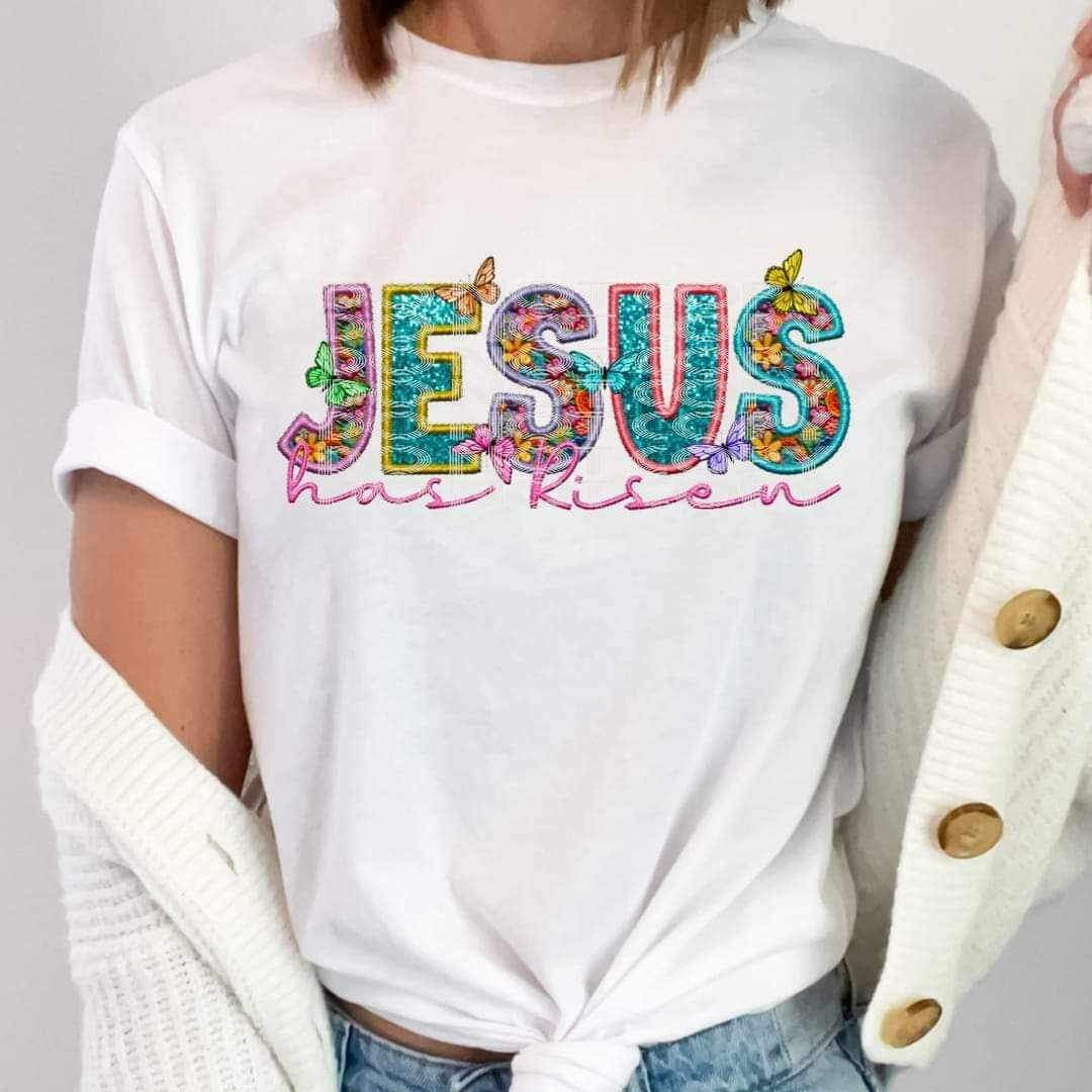 Jesus has risen butterfly embroidery 21140 DTF transfer