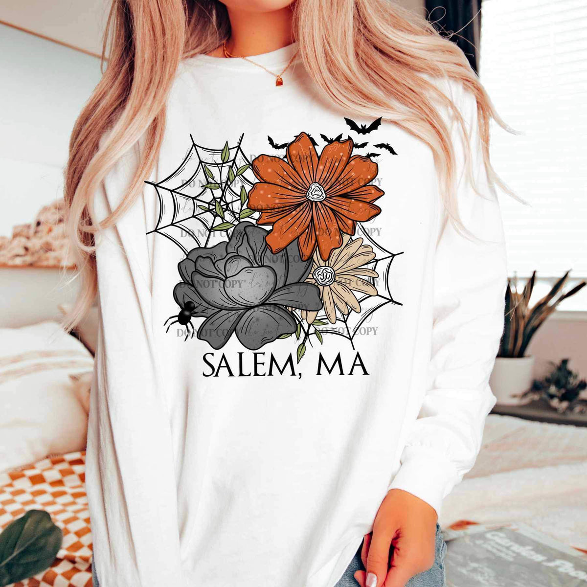 Salem, MA (flowers with webs and bats) 9911 DTF TRANSFER