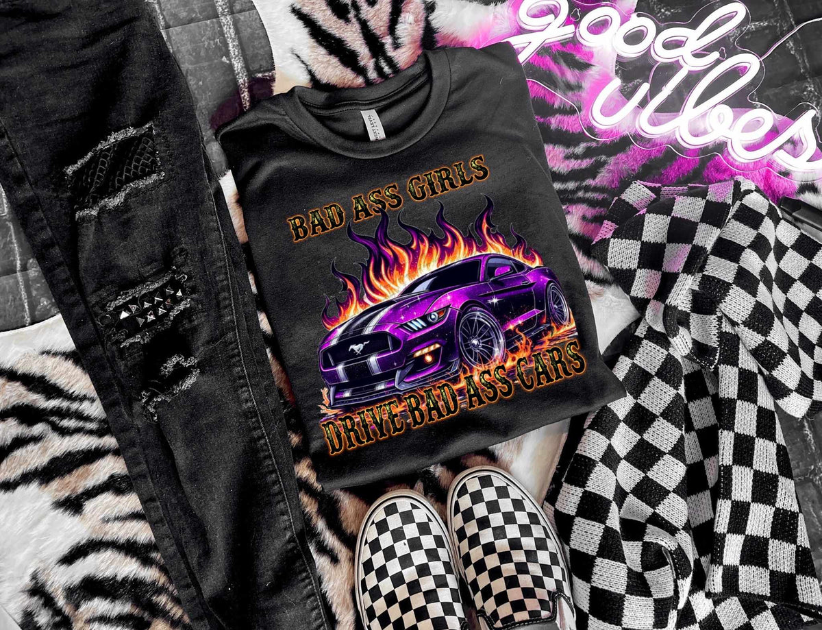 Badass girls drive badass cars (WSD) 31624 DTF transfer