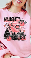 Naughty list (pink book with ornaments, lights, and trees) FRONT ONLY 9585 DTF TRANSFER