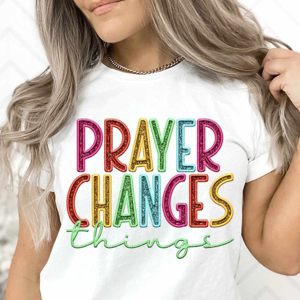 Prayer changes things rainbow font 31602 DTF transfer