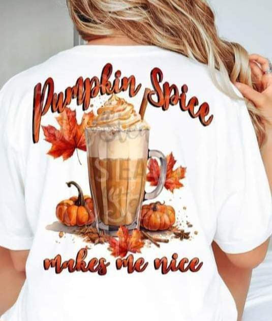 Pumpkin spice makes me nice (latte with pumpkins and leaves) 9907 DTF TRANSFER