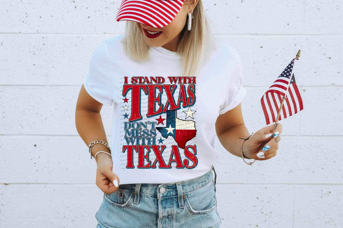 I stand with texas dont mes with texas RED LETTERS 21151 DTF transferbc