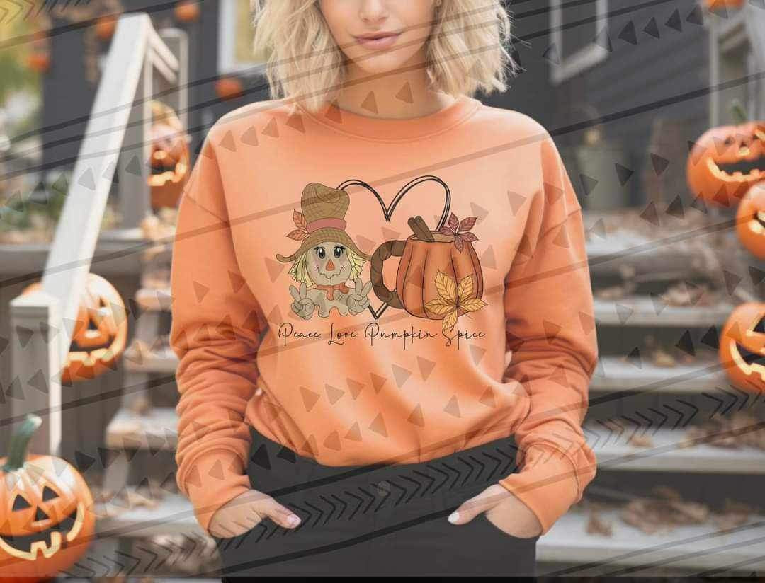 Peace love pumpkin spice (scarecrow, heart, pumpkin mug) 9937 DTF TRANSFER
