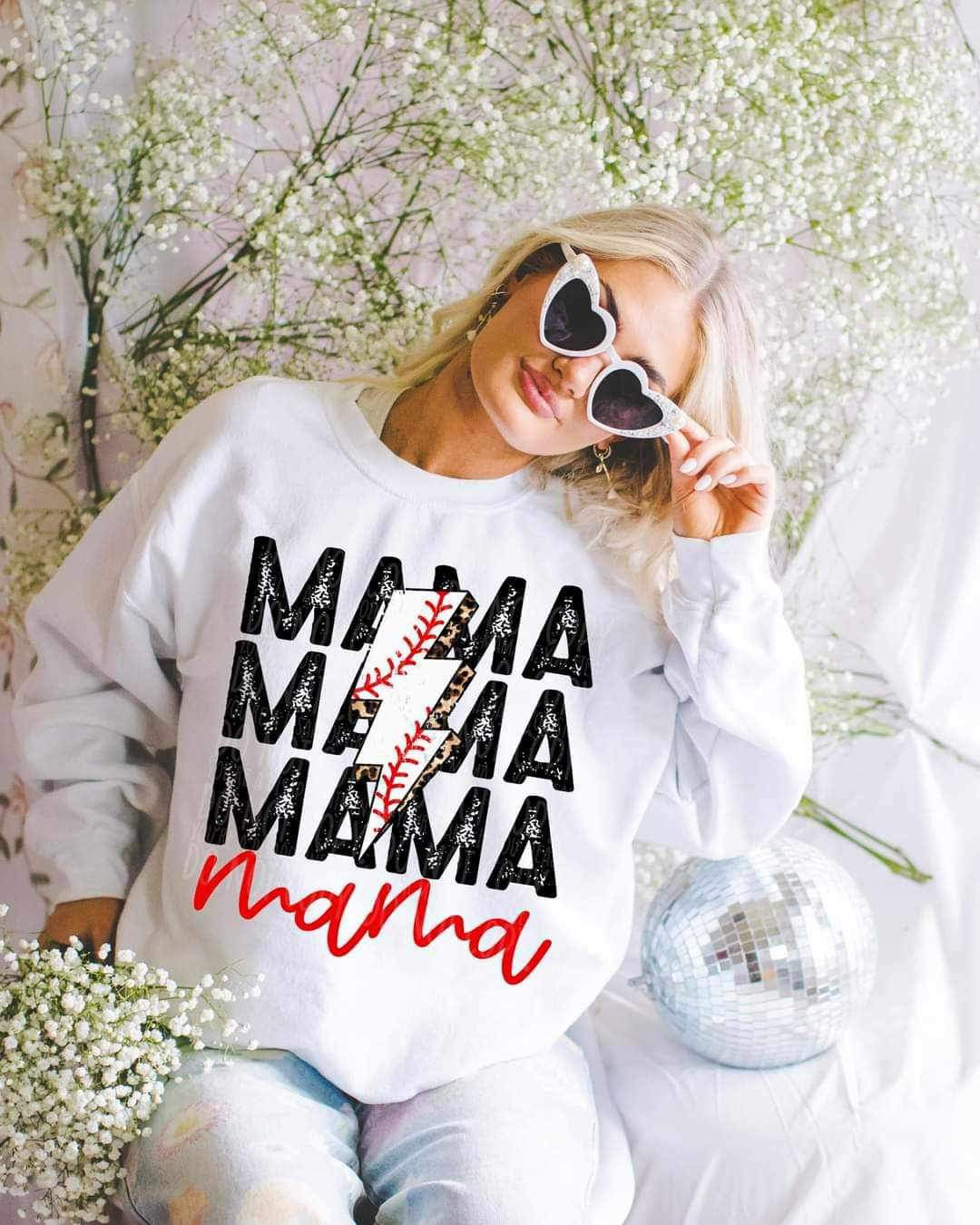 Mama stacked baseball lightning bolt (LYTTLE) 21184 DTF transfer