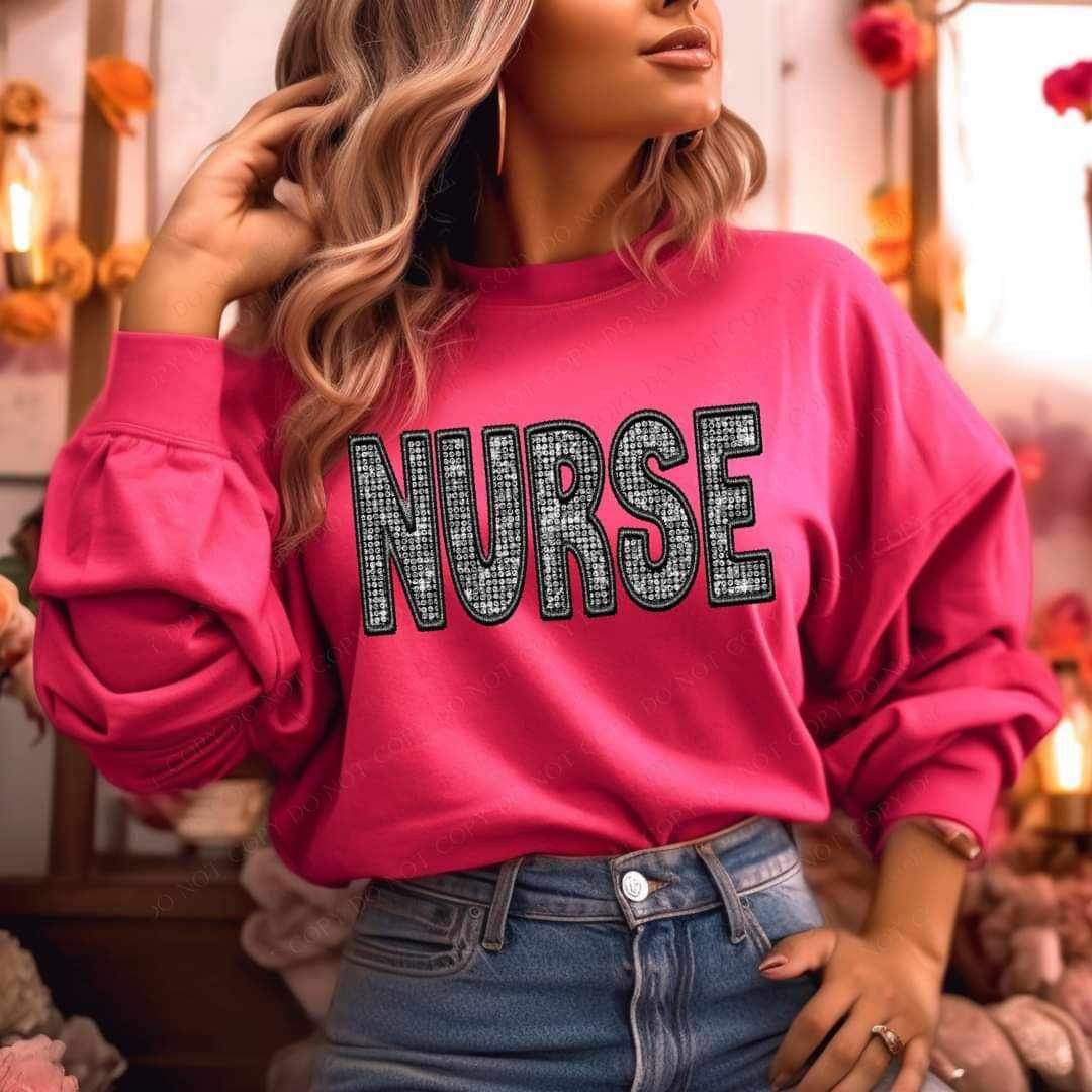 Nurse embroidered with rhinestones (LYTTLE) 21175 DTF transfer
