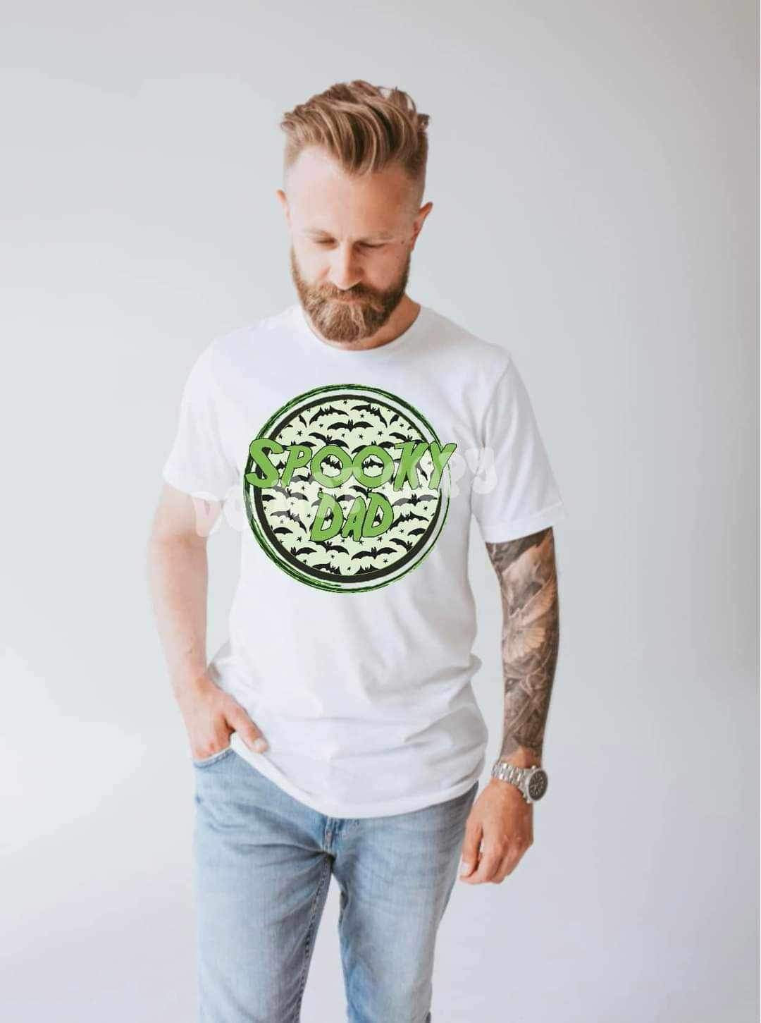 Spooky dad (circle with green font and bats) 9976 DTF TRANSFER