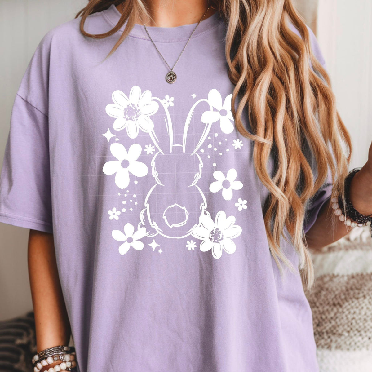 Floral bunny WHITE (CSC) DTF transfer