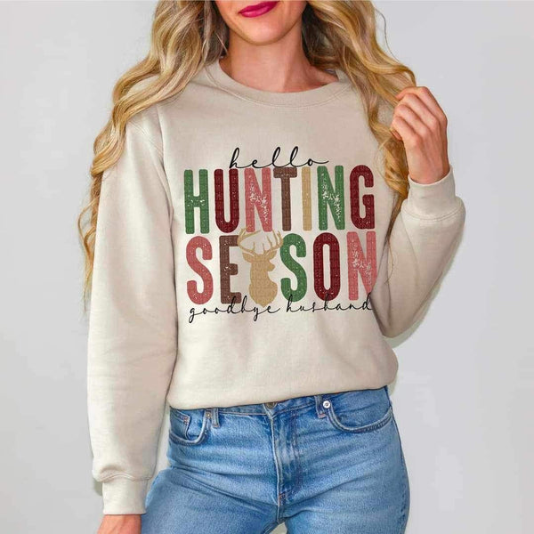 Hello hunting season goodbye husband (multi color writing) 11079 DTF TRANSFER
