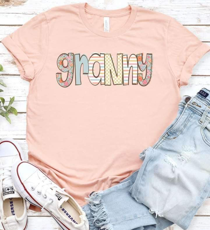 Granny patterned font 21214 DTF transfer