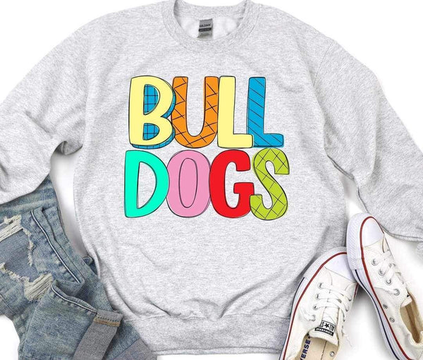 Bulldogs (mascot multi color writing) 11066 DTF TRANSFER